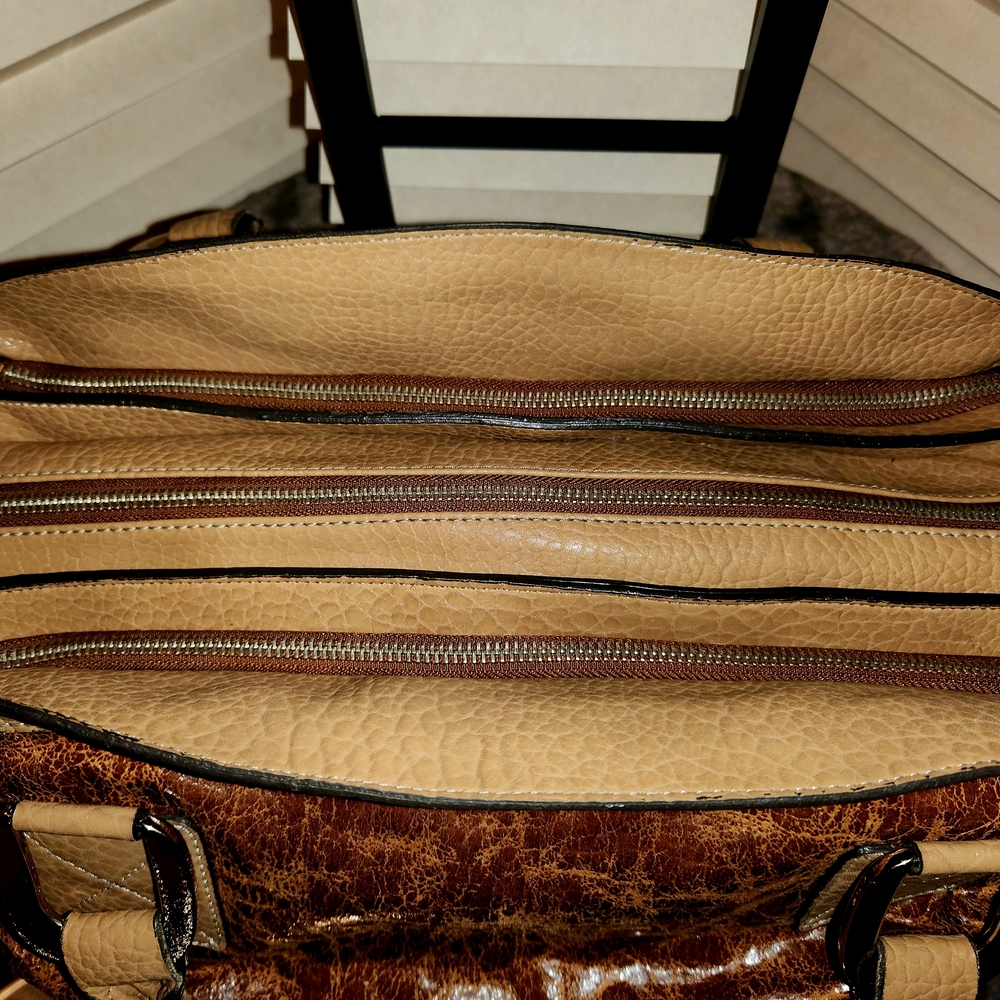 G by Guess Leather Brown and Tan Satchel - Picture 4 of 7